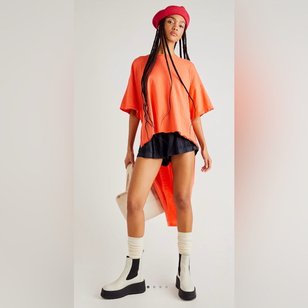 NWT Free People XS Nova Tunic in Coral 🪸 Top New Oversized High Low Shirt